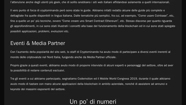 Progetto Cryptominando: blog italiano su criptovalute e blockchain