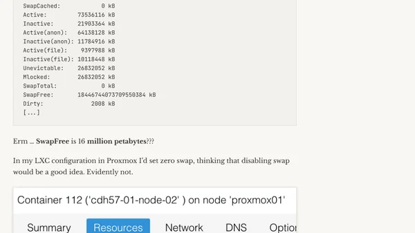 Erroneous SwapFree on LXC causes problems with CDH install