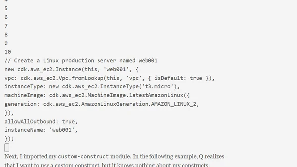 Automating CDK with Amazon Q Developer Customizations