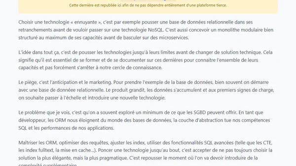 Savoir jusqu'où utiliser les "boring technologies"