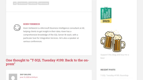 T-SQL Tuesday #199: Back to the on-prem