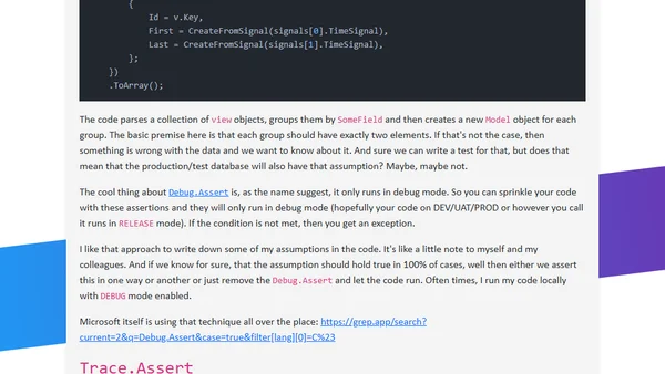 How to assert assumptions in code that might not be true?