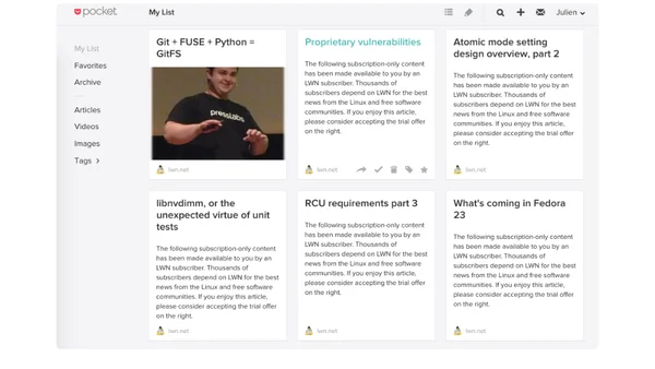 Reading LWN.net with Pocket