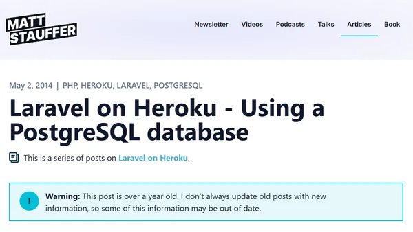 Laravel on Heroku - Using a PostgreSQL database