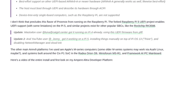 Proxmox officially supports Arm, with some caveats
