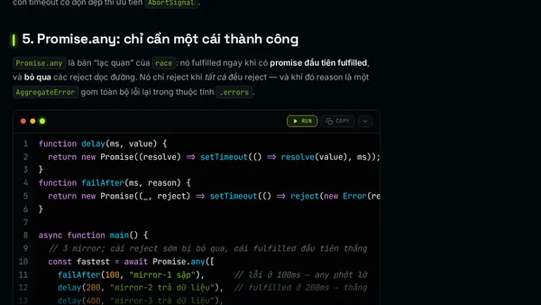 Promise.all, race, any, allSettled: chọn đúng combinator