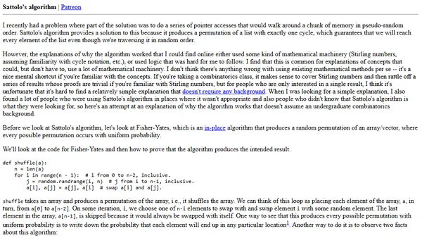 Sattolo's algorithm
