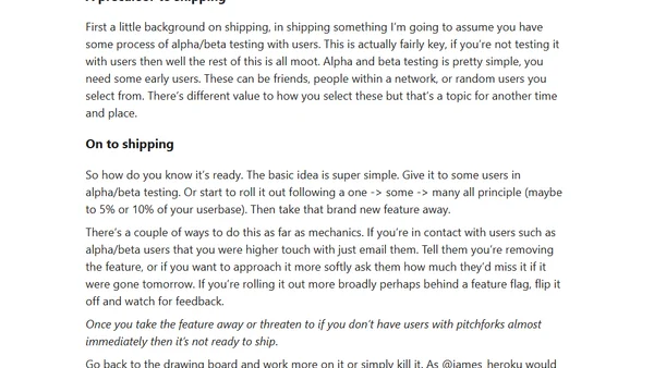 When to ship it, when to kill it