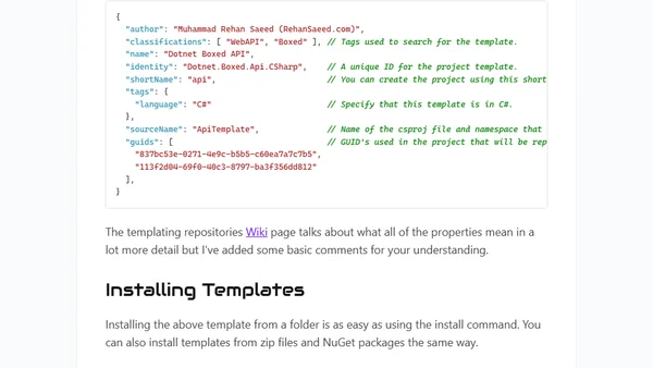 Custom Project Templates Using dotnet new