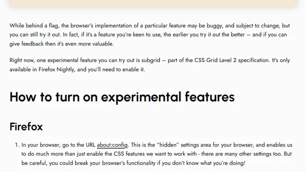How to Enable Experimental Web Platform Features in Chrome and Firefox