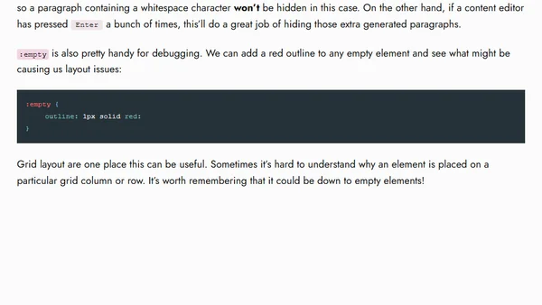 Hide and Debug Empty Elements with CSS