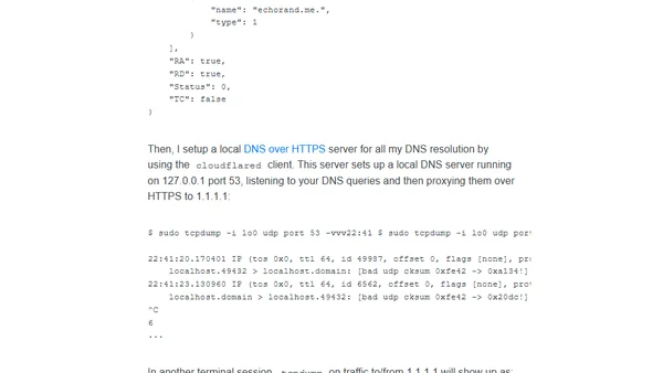 Notes on using Cloudflare DNS over HTTPS