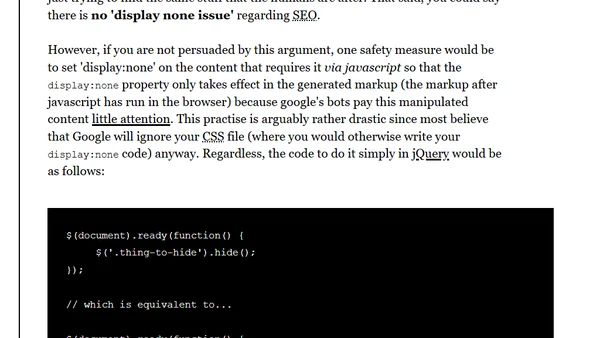 Display: None Issues