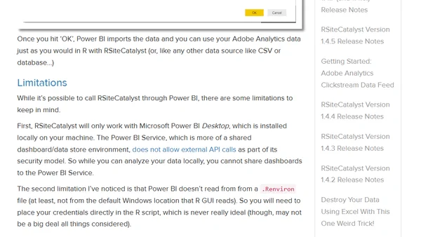 Using RSiteCatalyst With Microsoft PowerBI Desktop