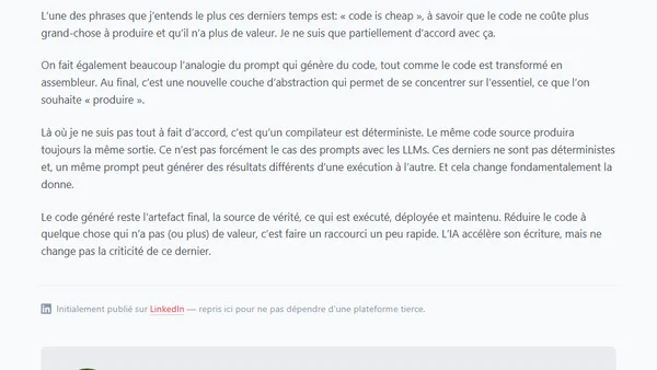L'IA accélère l'écriture du code, pas sa criticité