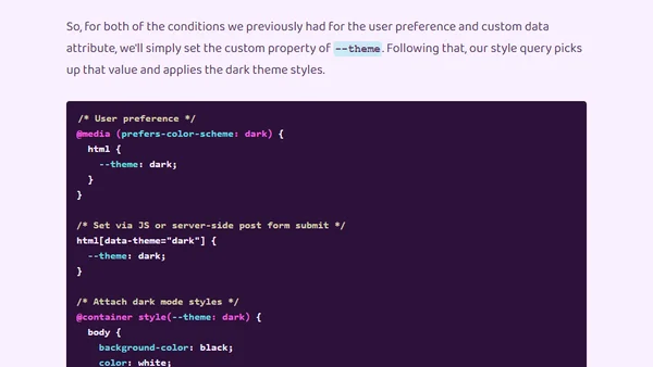 Simplified Dark Mode With Style Queries