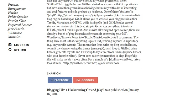 Blogging Like a Hacker using Git and Jekyll
