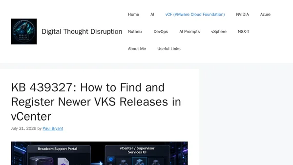 KB 439327: How to Find and Register Newer VKS Releases in vCenter
