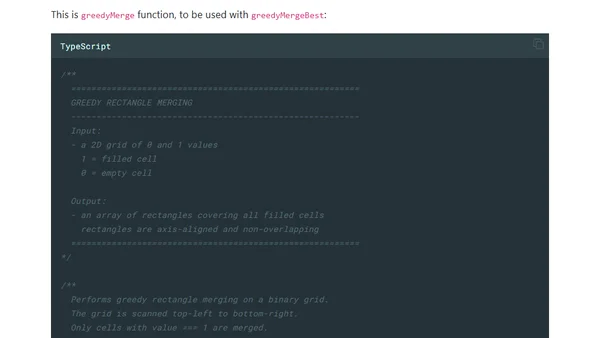 Greedy Rectangle Merging: Turning Binary Grids into Simple Geometry – JavaScript example