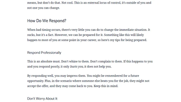 The Role of Timing In a Job Hunt