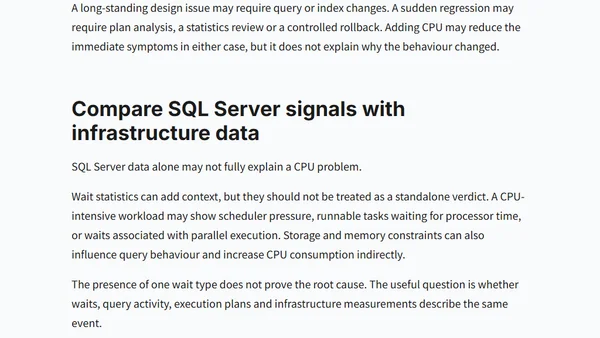 High SQL Server CPU Is a Signal, Not a Root Cause