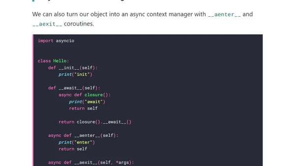 Awaitable Objects and Async Context Managers in Python