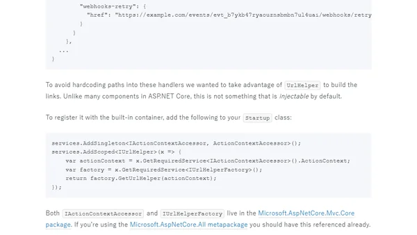 Injecting UrlHelper in ASP.NET Core MVC
