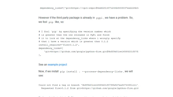 Python Using specific git commits of third party packages