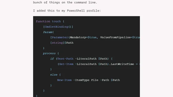Remaking the Linux "touch" command in PowerShell