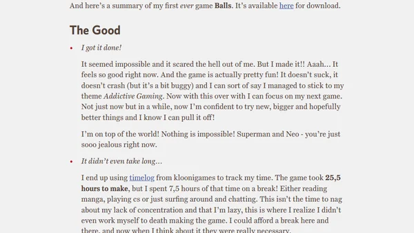 Postmortem: Balls