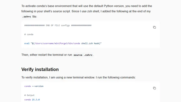 Managing python environments on macOS using conda-forge