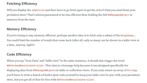 On Core Data Object Fetching and Display Strategies