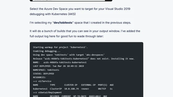 Developing using Azure Dev Spaces with Azure Kubernetes Services