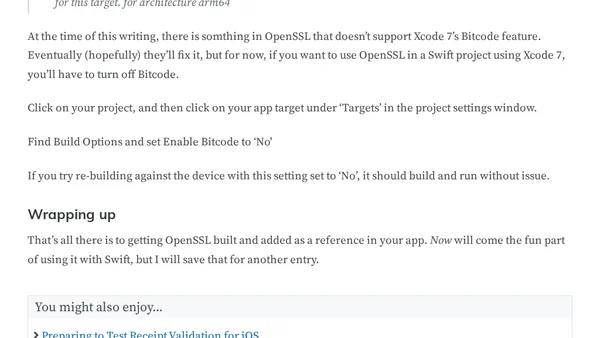OpenSSL for iOS and Swift the Easy Way