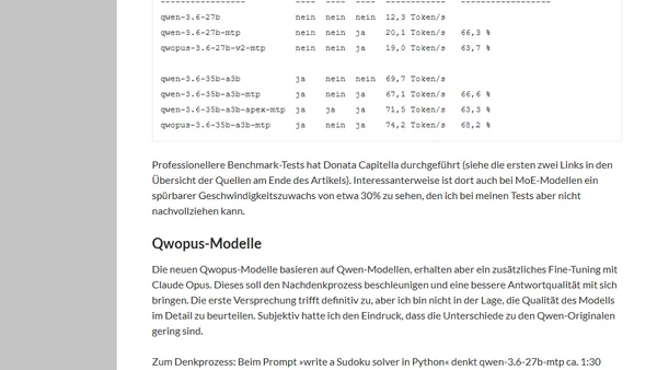 Updates zu lokalen Sprachmodelle: MTP, APEX, Qwopus