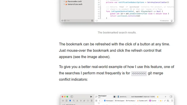 Bookmarking Xcode Project Search Results
