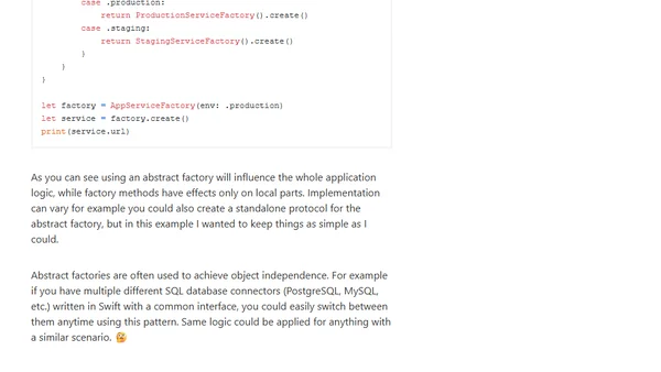 Swift abstract factory design pattern