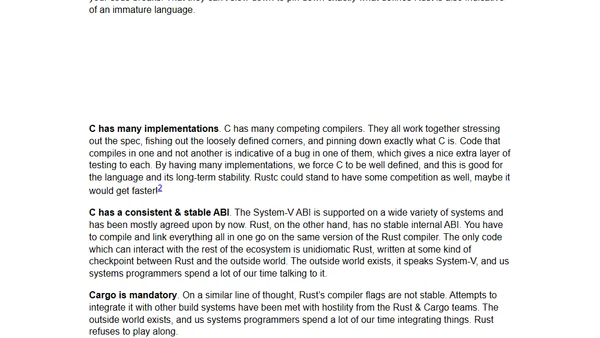 Rust is not a good C replacement