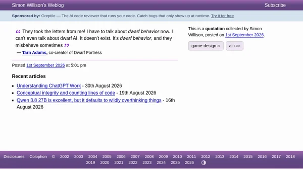 Quoting Tarn Adams