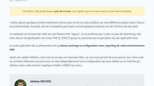 Atoum et la gestion du error_reporting
