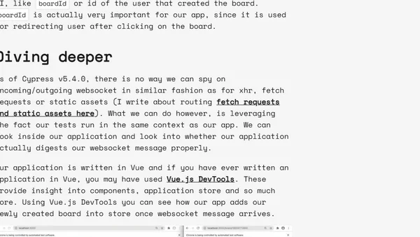 Testing a websocket application with Cypress