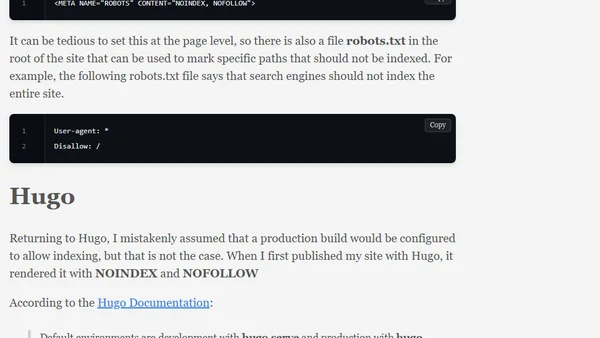 Hugo Robots Meta Tag