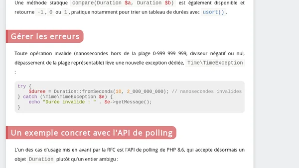 PHP 8.6 : la nouvelle classe Duration pour manipuler des durées de temps
