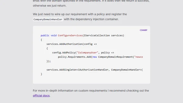 Configuring Policy-based Authorization with Blazor