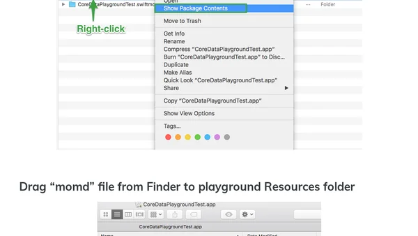 Using a Core Data Model in Swift Playgrounds