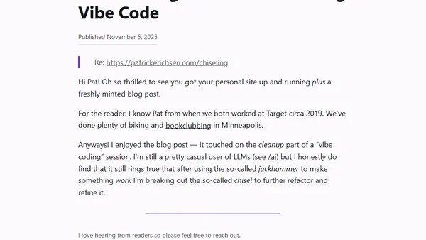 Re: Chiseling: The Art of Polishing Vibe Code