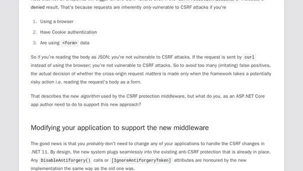 Automatic CSRF protection based on Fetch Metadata headers