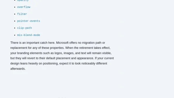 Microsoft are retiring custom CSS positioning in company branding