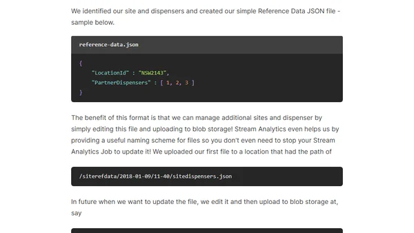 Easy Filtering of IoT Data Streams with Azure Stream Analytics and JSON reference data