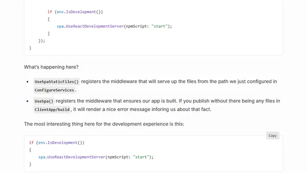 How does the ASP.NET Core SPA development experience work with React, Angular and VueJS?